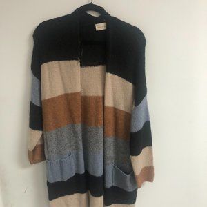 Dreamers Open Front Multi Stripe Cardigan With Front Pockets Size Medium